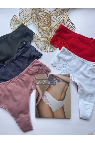 Жіночі високі трусики стрінги з бавовни La Vivas 60662 